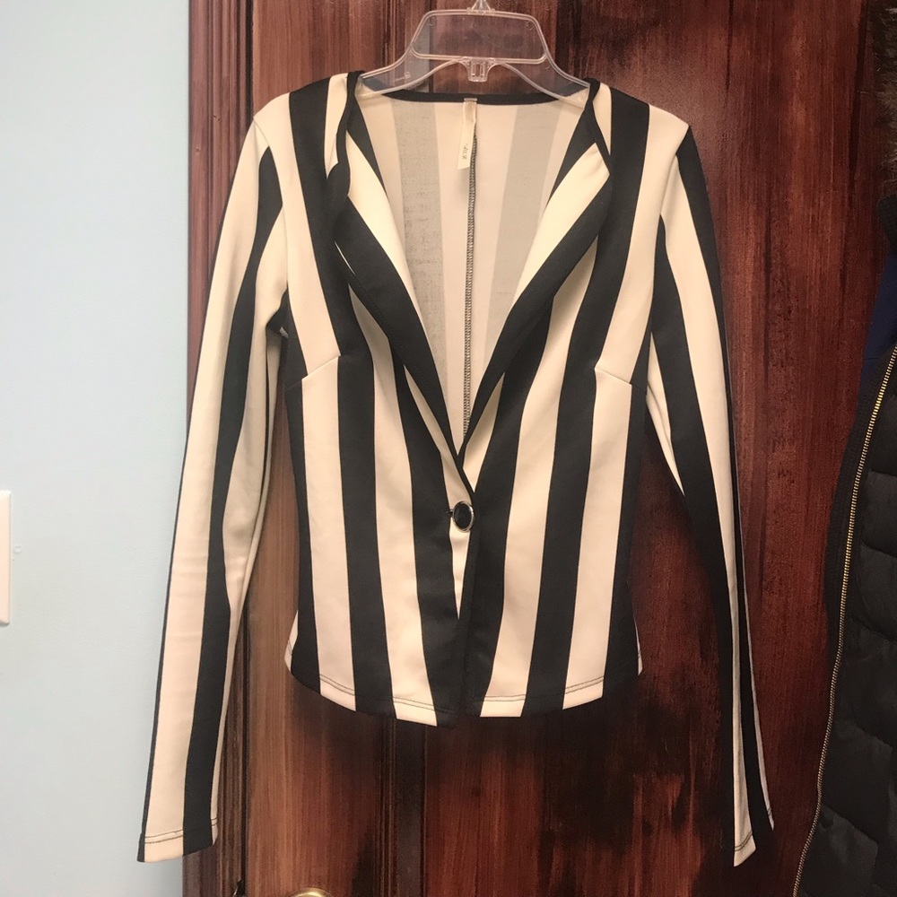 Black and white striped blazer